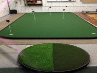 big green putting green in chicago with chipping pad