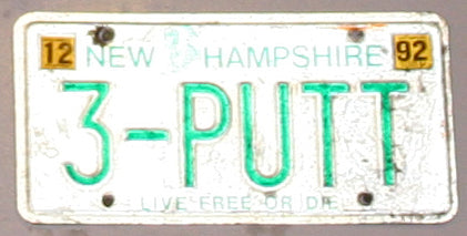 3 putt license plate, never 3 putt again
