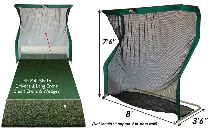 hitting surface and net info for golf studio package