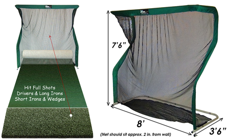 hitting surface and net info for golf studio package