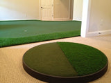 chipping pad next to custom golf green in golf room